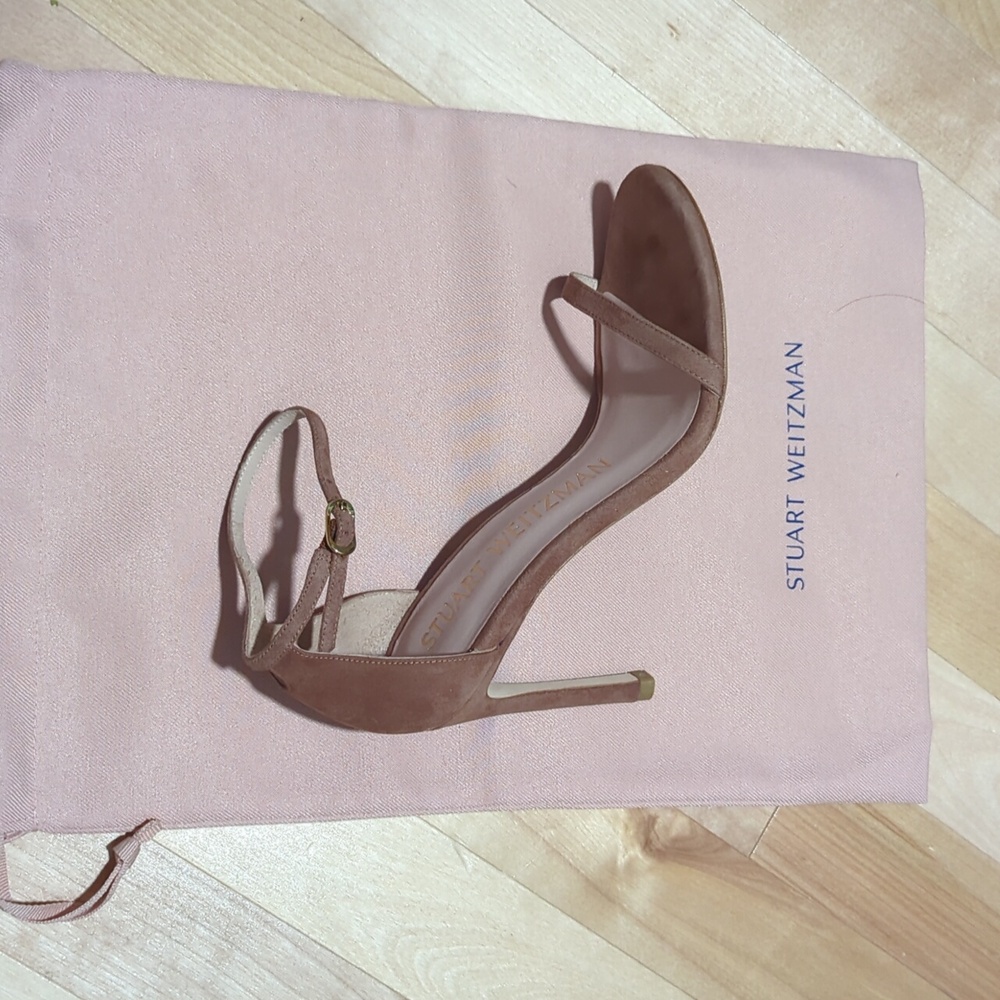 Stuart Weitzman Taupe Suede Nudistsong Heels, Size 36, New In Box